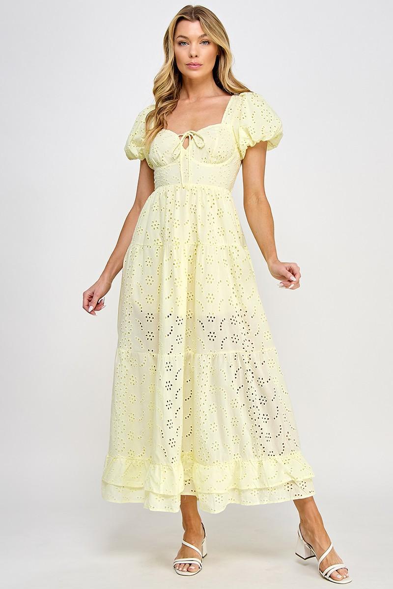 amelia short sleeve dress Amelia Tiered Babydoll Short Sleeve Dress BROWN / L by Sugarlips