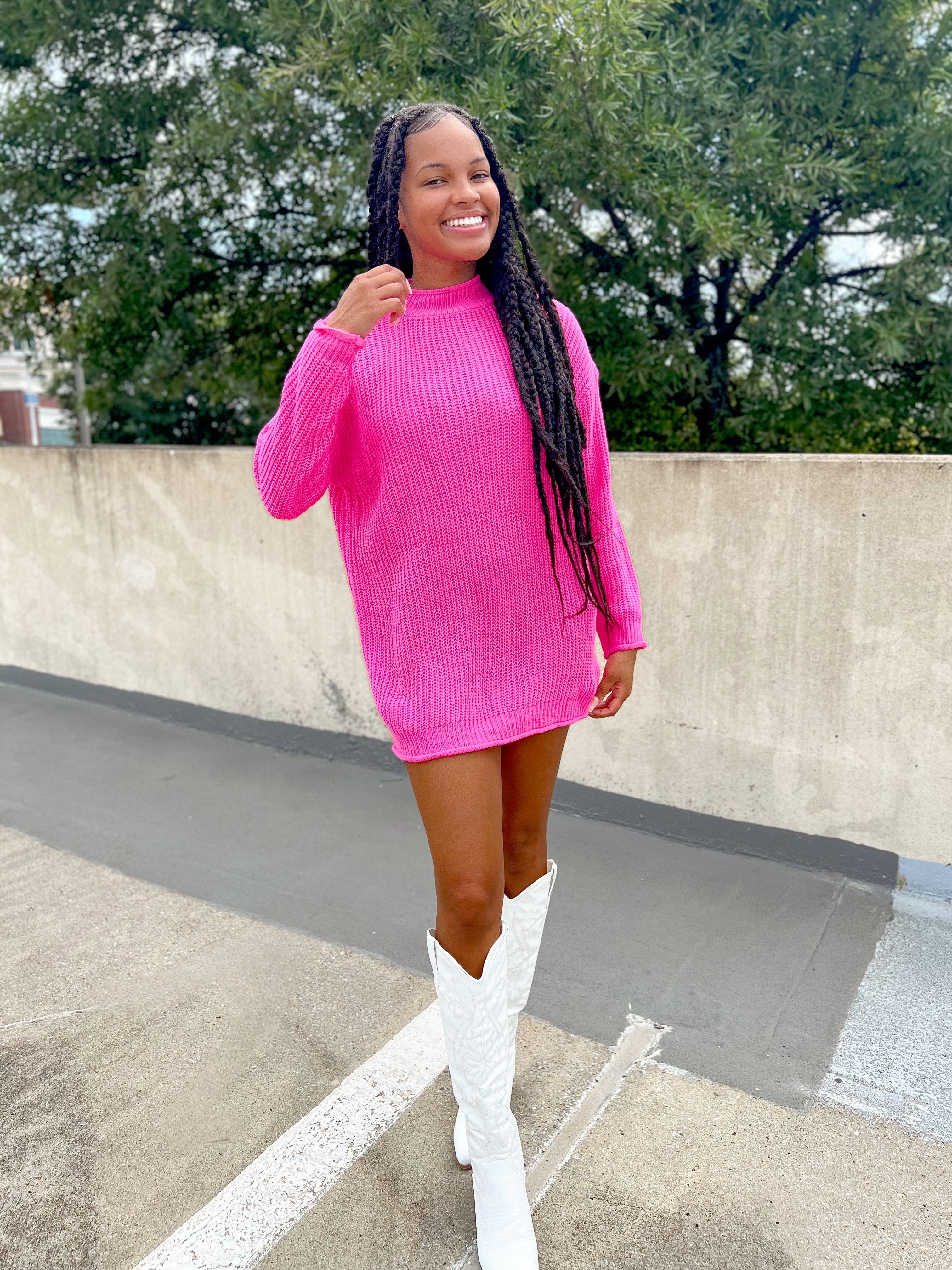 Hot Pink Oversized Knit – Rich Broke Boutique