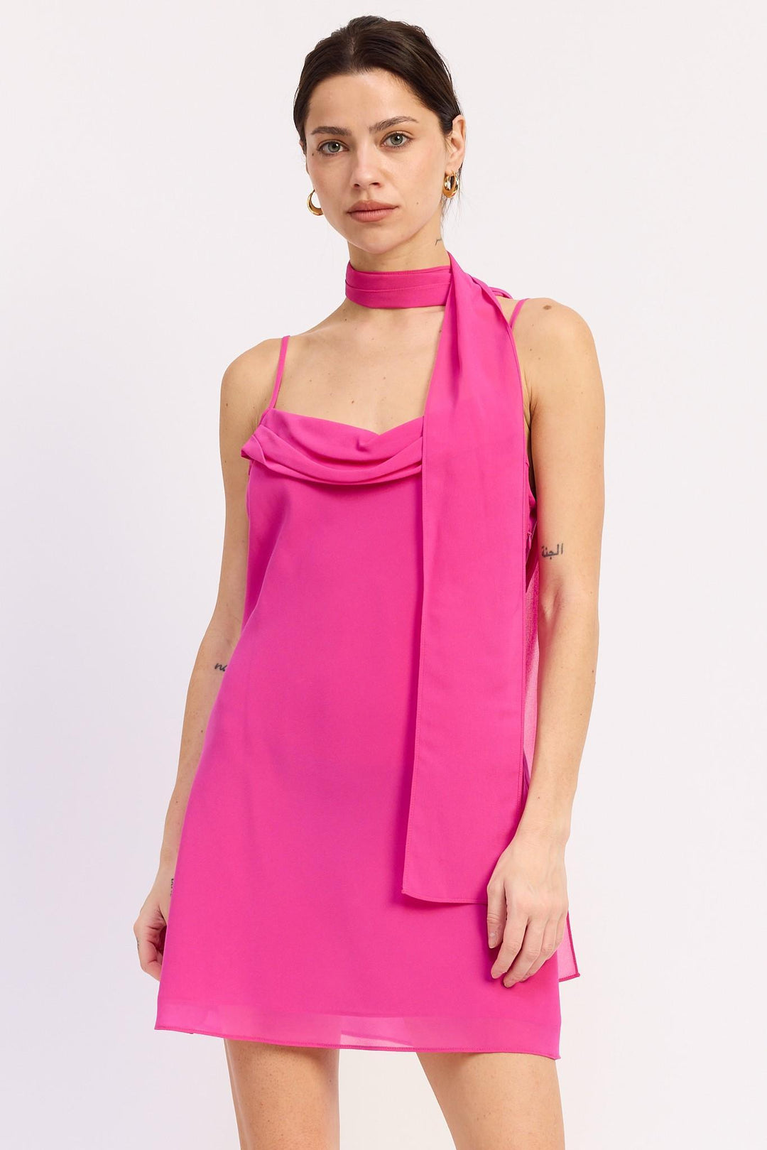 Donna Drape Chiffon Mini Dress